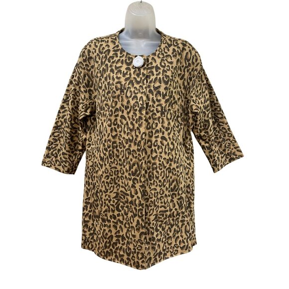 NWT Cabi By Carol Anderson Leopard Print 3/4 Sleeve Jacket M Cotton Blend Womens - Picture 7 of 11